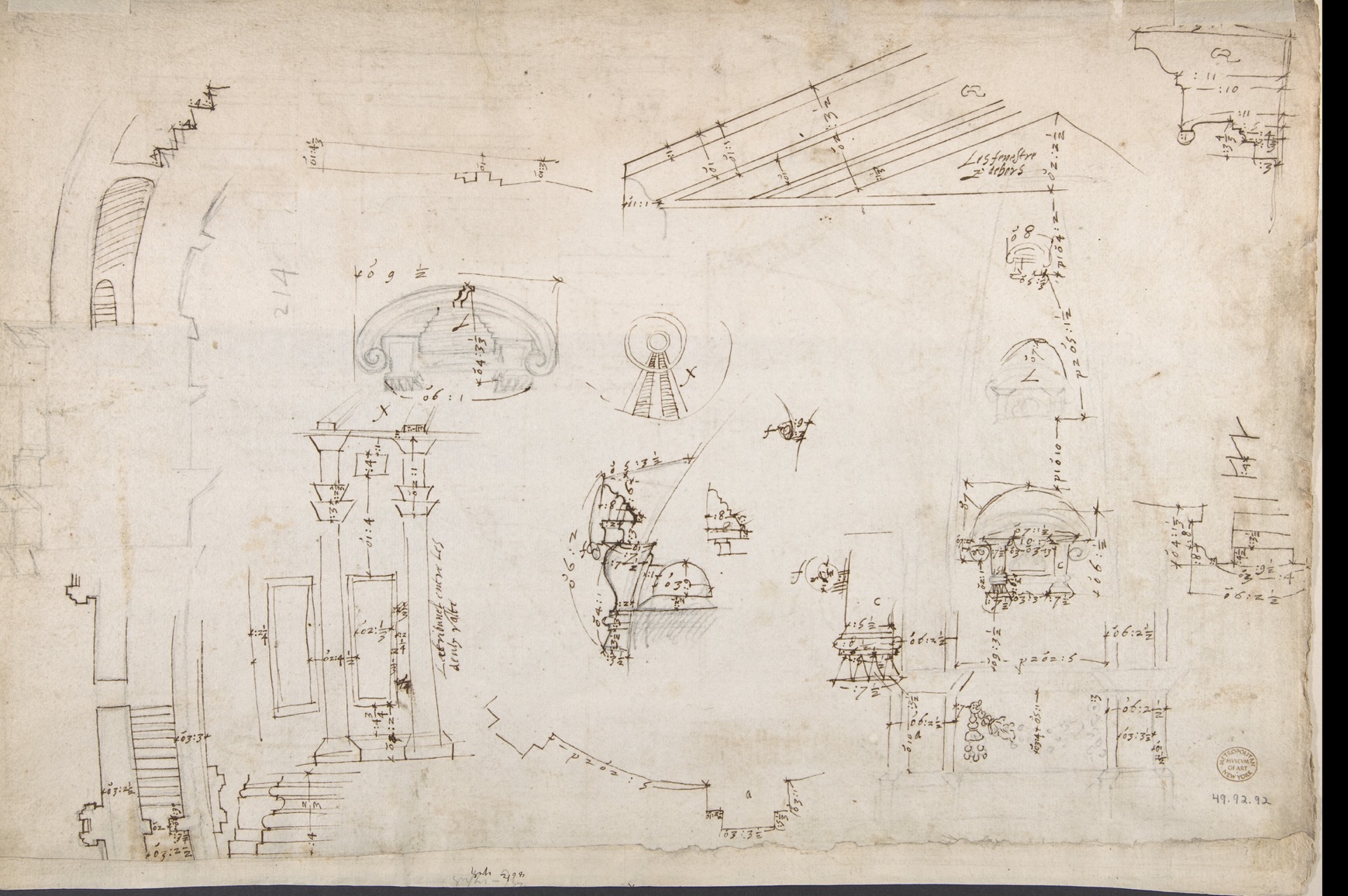 Annotated details from St Peter’s Basilica dome and drum drawings
